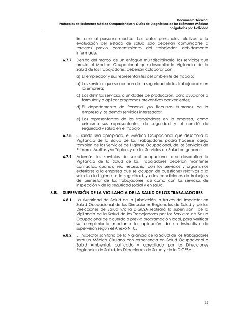 Protocolos de Exámenes Médico Ocupacionales - Dirección ...