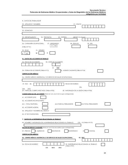 Protocolos de Exámenes Médico Ocupacionales - Dirección ...