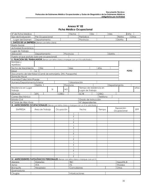 Protocolos de Exámenes Médico Ocupacionales - Dirección ...