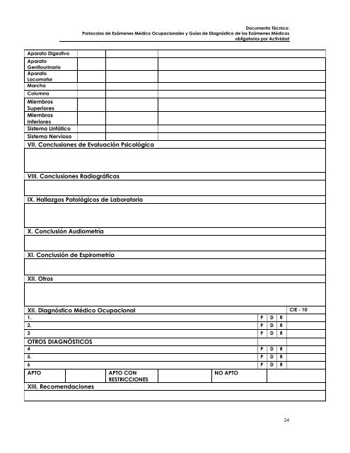 Protocolos de Exámenes Médico Ocupacionales - Dirección ...