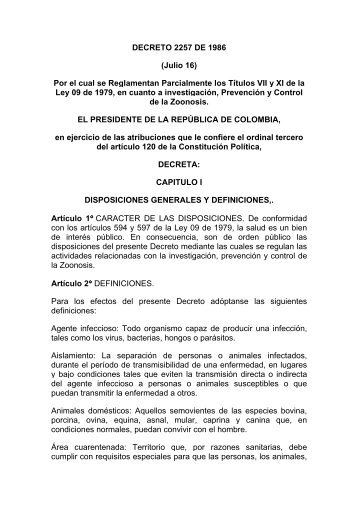 DECRETO 2257 DE 1986 (Julio 16) Por el cual se Reglamentan ...
