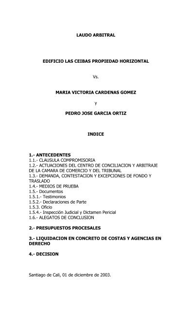 Edificio Las Ceibas-Propiedad Horizontal Vs. Maria Victoria ...