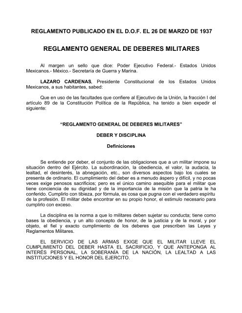 REGLAMENTO GENERAL DE DEBERES MILITARES