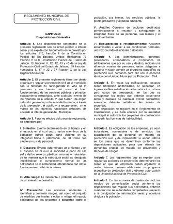 Reglamento Municipal de Protección Civil. - H. Ayuntamiento de ...
