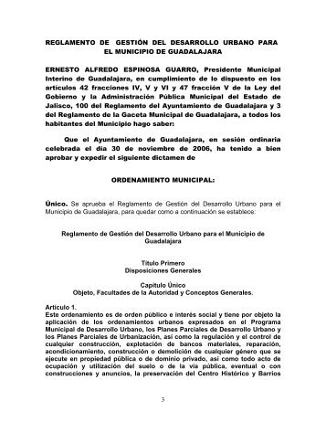 Reglamento de Gestión del Desarrollo Urbano para ... - Guadalajara