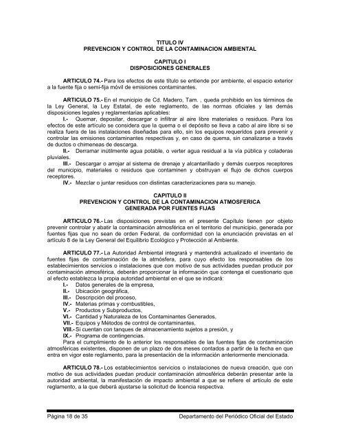Reglamento de Ecología y Gestión Ambiental Ciudad Madero
