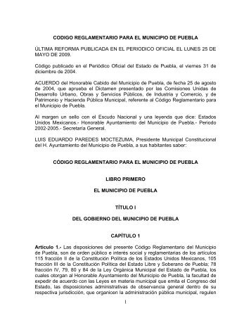 Código Reglamentario para el Municipio de Puebla