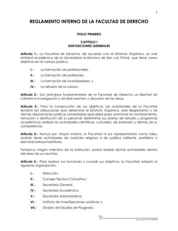 Reglamento interno de la Facultad - Universidad Autónoma de San ...