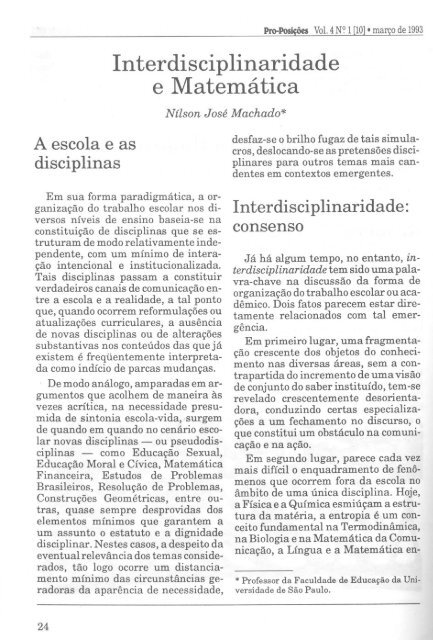 Livro - Interdisciplinaridade e Aprendizagem da Matemática em Sala