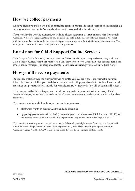 Receiving Child Support when you live overseas - Department of ...