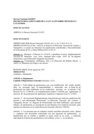 10028/57 Reglamento Nacional de Mensuras. - Gobierno del Chubut