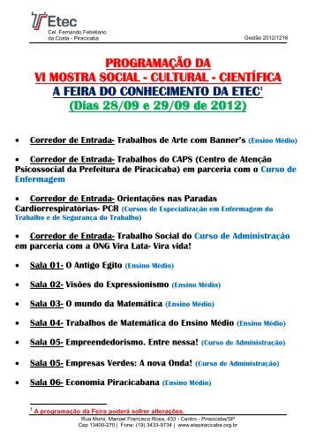 Programacao mostra