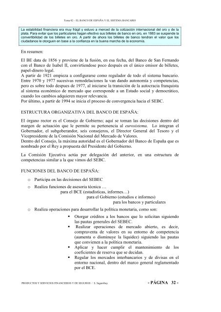 Tema 02 – EL BANCO DE ESPAÑA Y EL SISTEMA BANCARIO