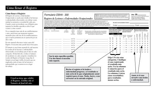 Formularios de OSHA para Registrar Lesiones y Enfermedades ...