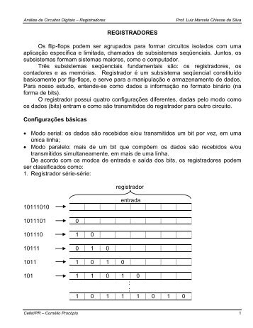 REGISTRADORES Os flip-flops podem ser agrupados ... - UTFPR