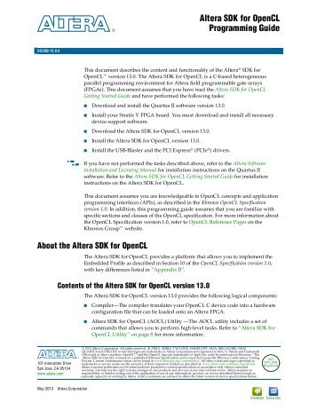 Altera SDK for OpenCL Programming Guide
