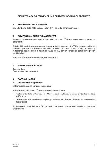 FICHA TÉCNICA O RESUMEN DE LAS ... - IBA Molecular