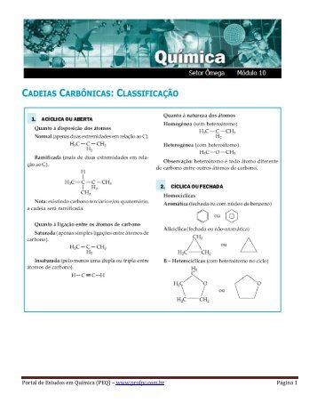 Classificação das Cadeias Carbônicas - Portal de Estudos em ...