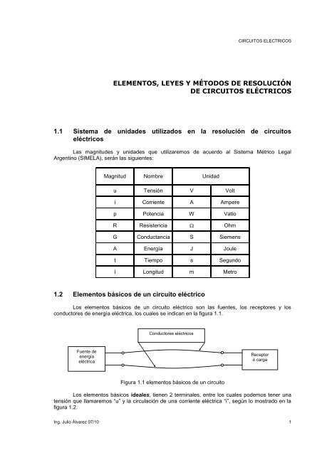 Unidad Temática 1 Circuitos eléctricos