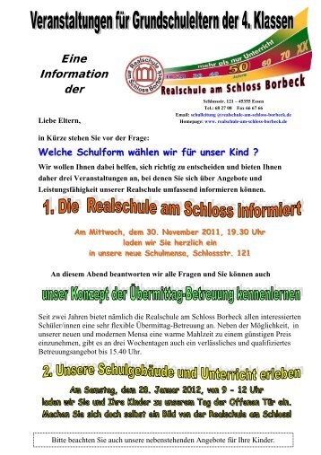 Eine Information der - Realschule am Schloss Borbeck