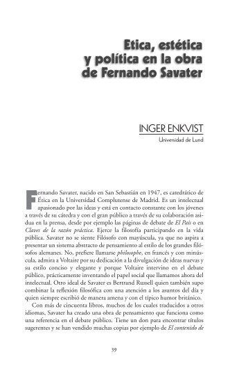 Ética, estética y política en la obra de Fernando Savater