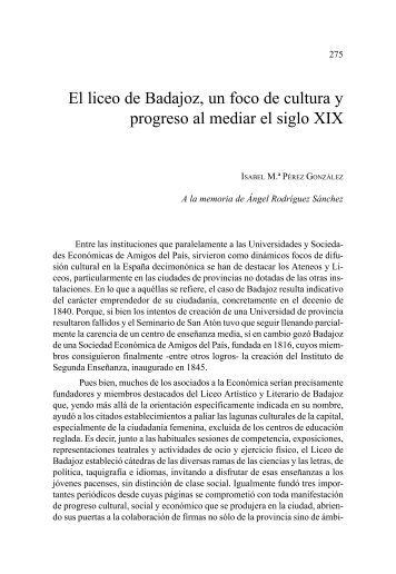 El liceo de Badajoz, un foco de cultura y progreso al mediar el siglo ...