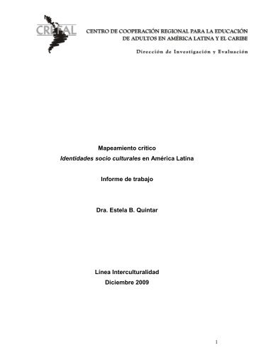 Mapeamiento crítico Identidades socio culturales en ... - Crefal