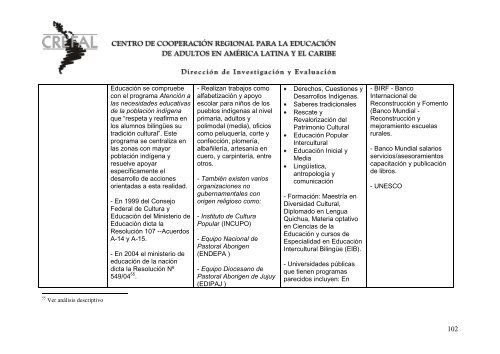 Mapeamiento crítico Identidades socio culturales en ... - Crefal