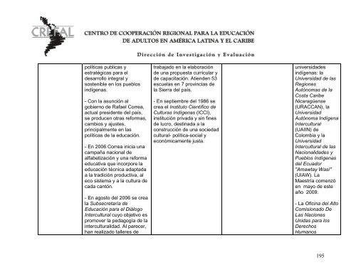 Mapeamiento crítico Identidades socio culturales en ... - Crefal