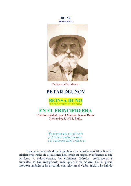 PETAR DEUNOV BEINSA DUNO EN EL PRINCIPIO ERA