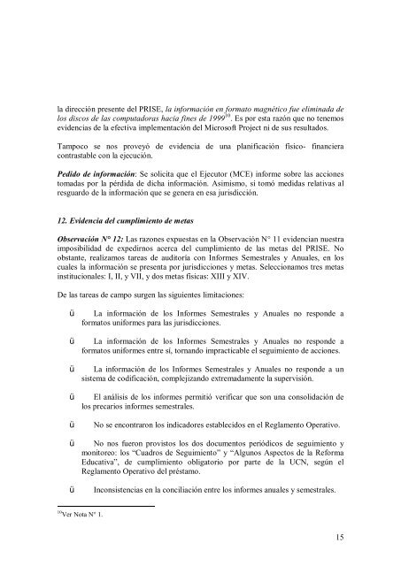 Informe del PRISE - Auditoría General de la Nación