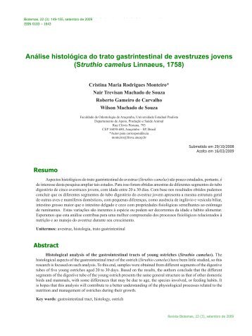 Análise histológica do trato gastrintestinal de avestruzes ... - Biotemas