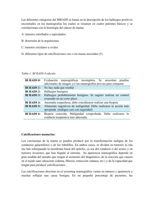 nivel de concordancia en la interpretacion de calcificaciones