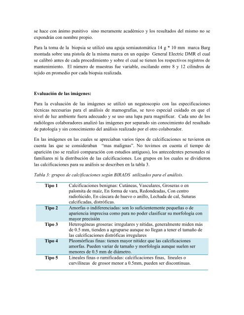 nivel de concordancia en la interpretacion de calcificaciones