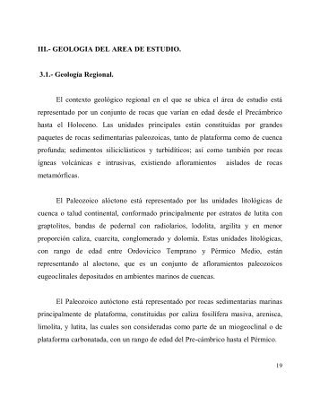 Geología Regional. El contexto geológico regional en el que se ...