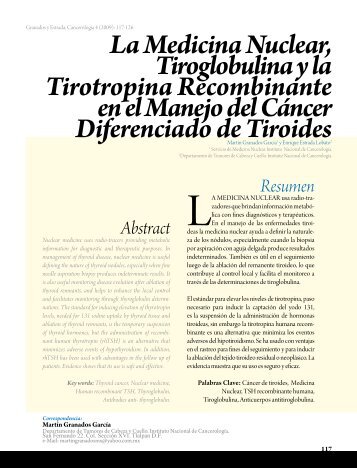 La Medicina Nuclear, Tiroglobulina y la Tirotropina - Instituto ...