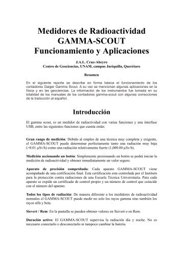 Medidores de Radioactividad GAMMA SCOUT Funcionamiento y ...