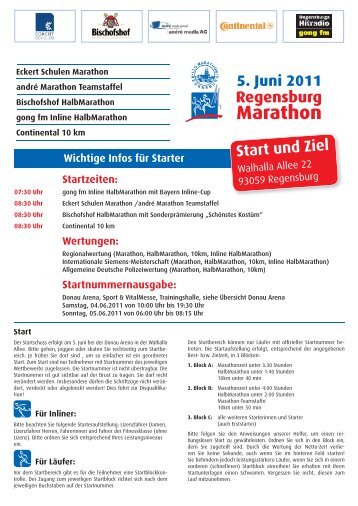 Startnummernausgabe - Regensburg Marathon