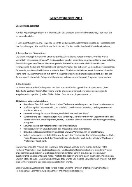 geschaeftsbericht2011 - Regensburger Eltern eV