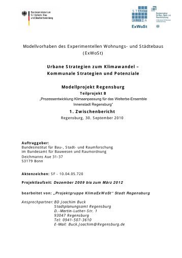 (ExWoSt) Urbane Strategien zum Klimawandel - Stadt Regensburg