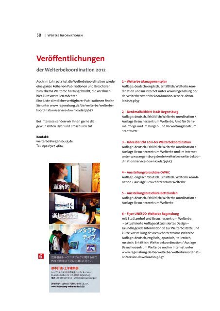 Jahresbericht 2012 der Welterbekoordination - Stadt Regensburg