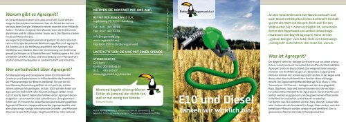 Flyer E10 und Biodiesel - Rettet den Regenwald e.V.