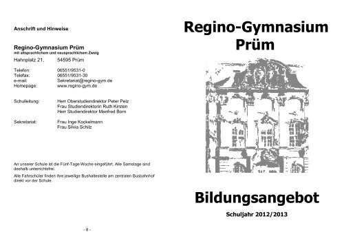 Regino-Gymnasium Prüm Bildungsangebot