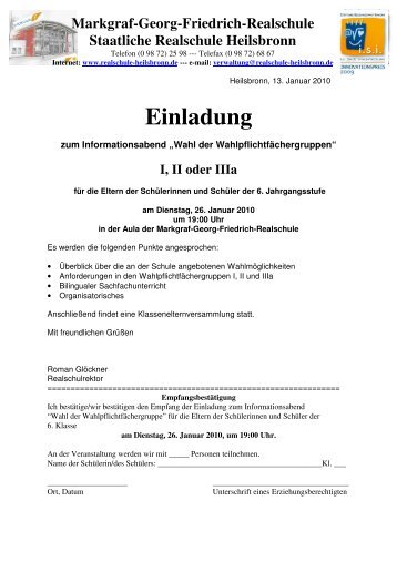 I, II oder IIIa - Markgraf-Georg-Friedrich Realschule Heilsbronn