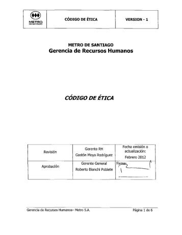 Descargar Código de Ética Metro de Santiago (8 Mb PDF)