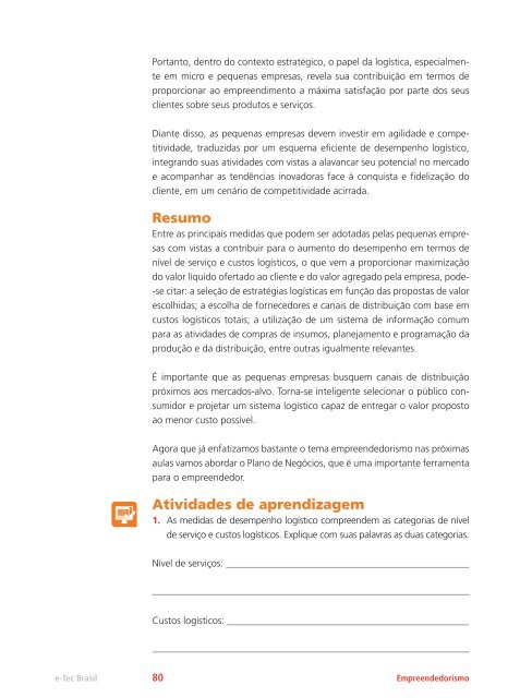 Empreendedorismo - Rede e-Tec Brasil - Ministério da Educação