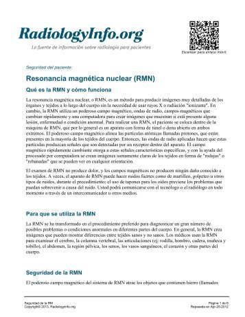 Resonancia magnética nuclear (RMN) - RadiologyInfo