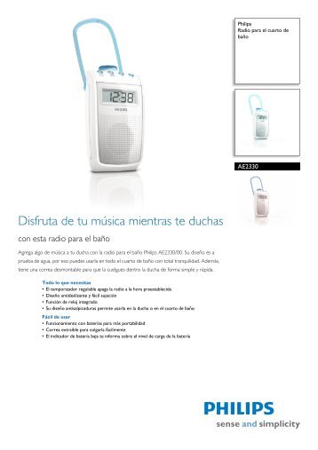 AE2330/00 Philips Radio para el cuarto de baño