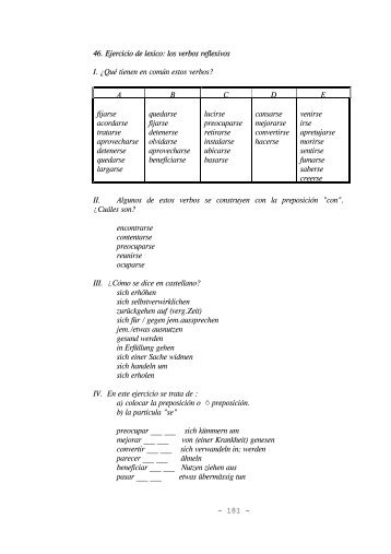 46. Ejercicio de lexico: los verbos reflexivos I. ¿Qué tienen en ...