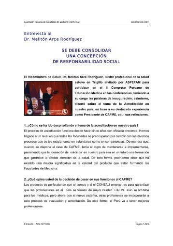 Entrevista al Dr. Meliton Arce Rodríguez - ASPEFAM